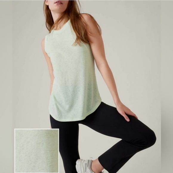 Athleta Tops - Athleta Breezy Tank Top Mint Green Stripe Size XL